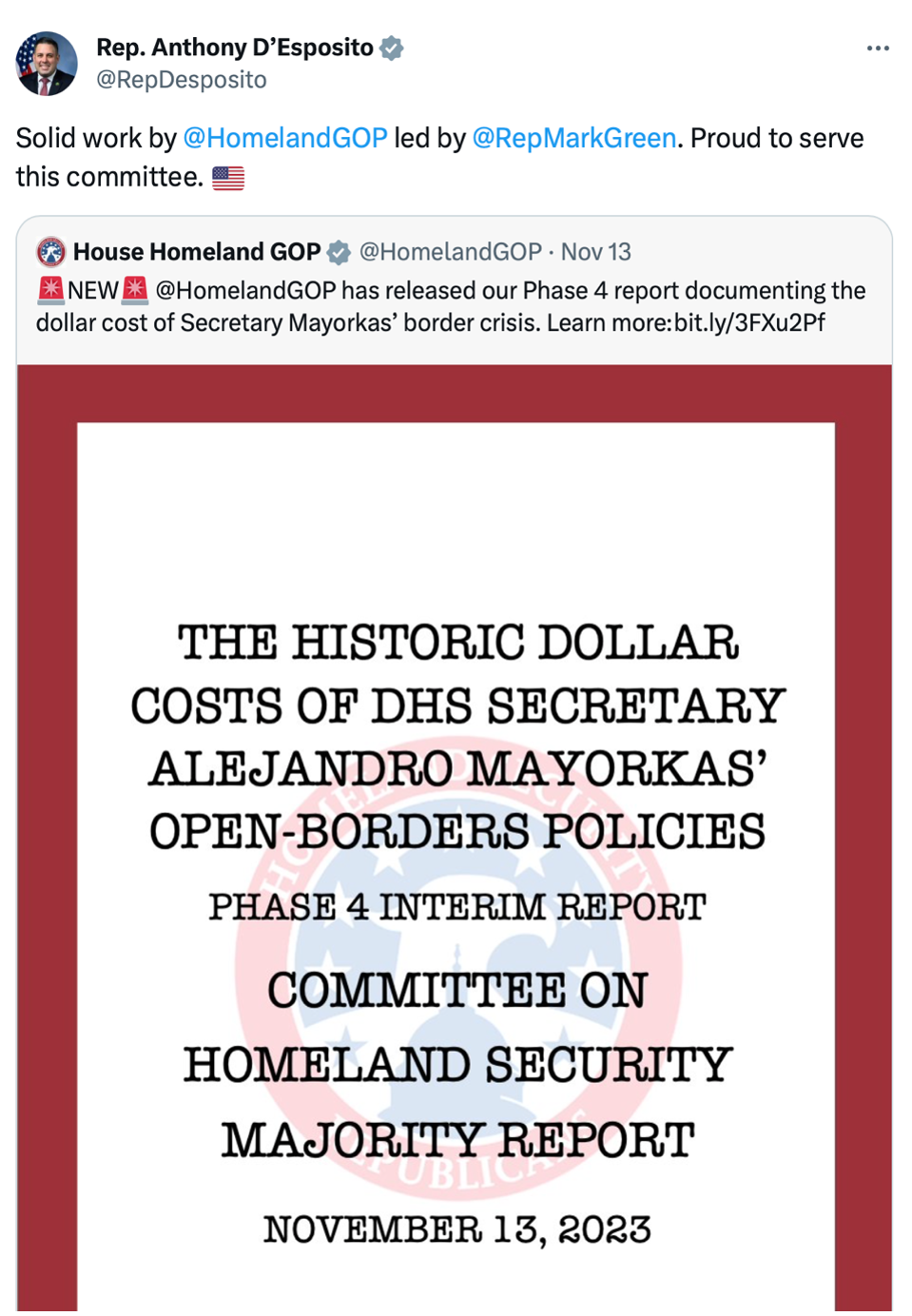 What They Are Saying: Homeland Majority’s Fourth Interim Report On The ...